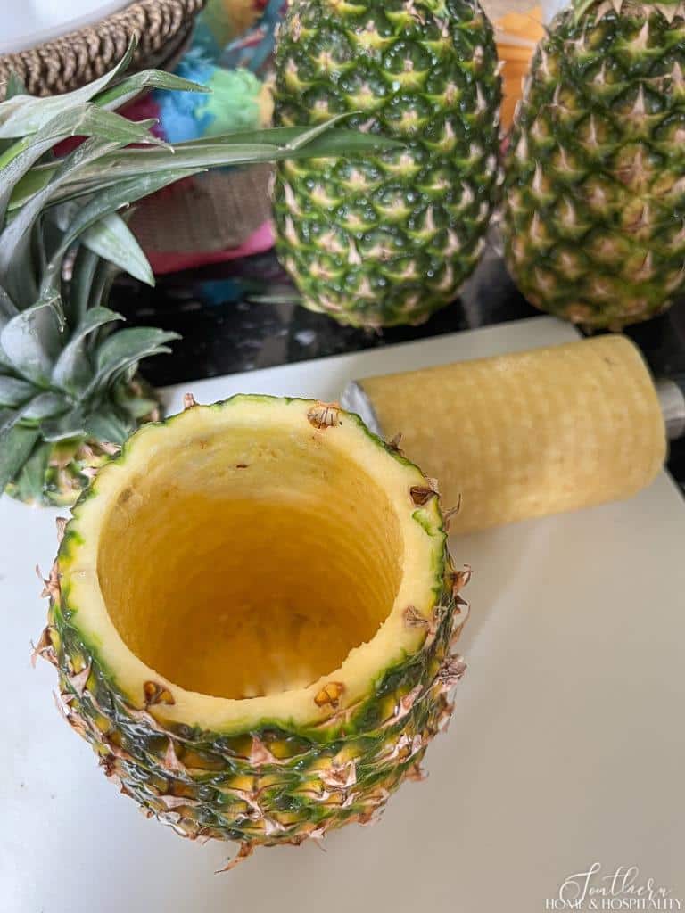 empty pineapple rind to use as vase