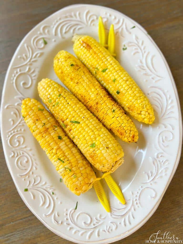 platter of grilled corn