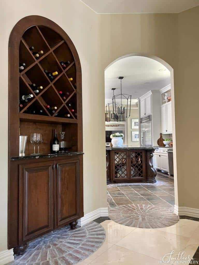 built in wine bar cabinet