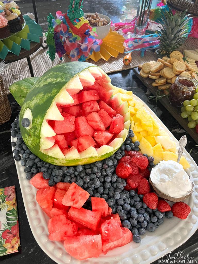 watermelon shark fruit platter