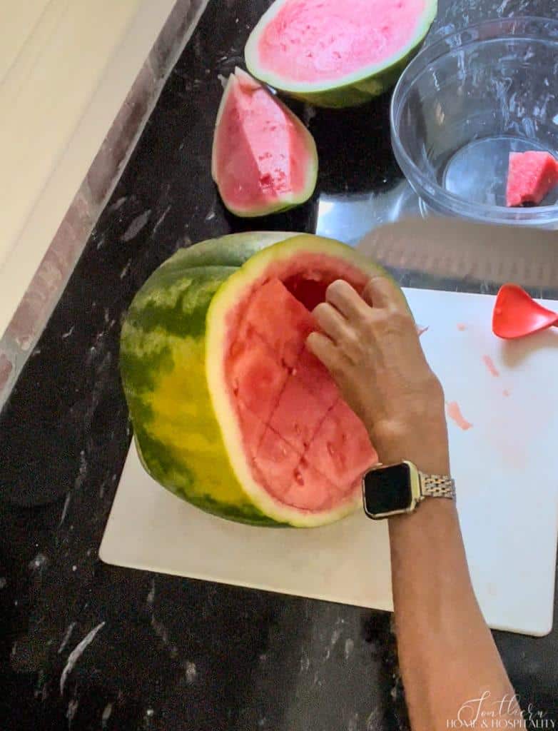 removing watermelon flesh