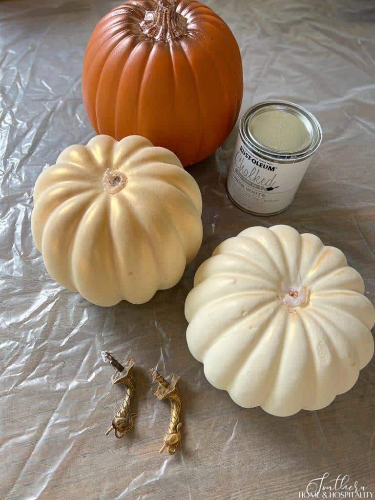 Stems removed from faux pumpkins