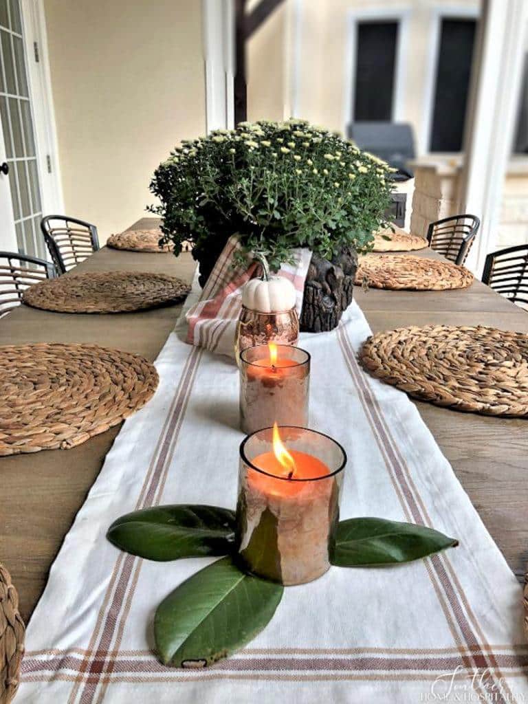 Grain sack table runner