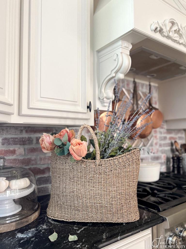 French market basket with fall flowers