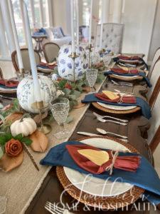 Fall's Elegant Navy and Rust Color Trend in the Dining Room