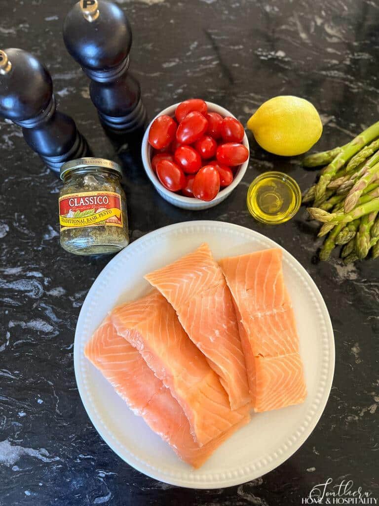 Ingredients for Pesto Salmon and Asparagus