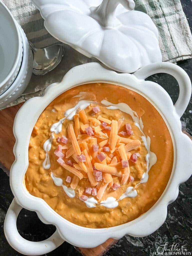 Pumpkin soup in a pumpkin tureen