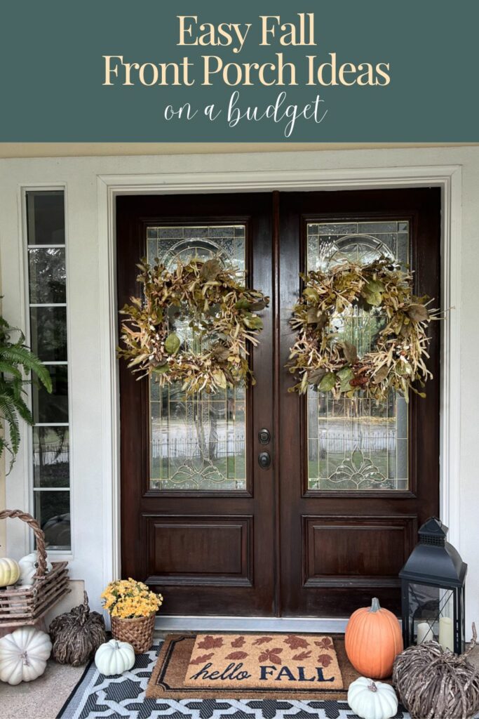 Easy fall front porch ideas on a budget Pinterest graphic