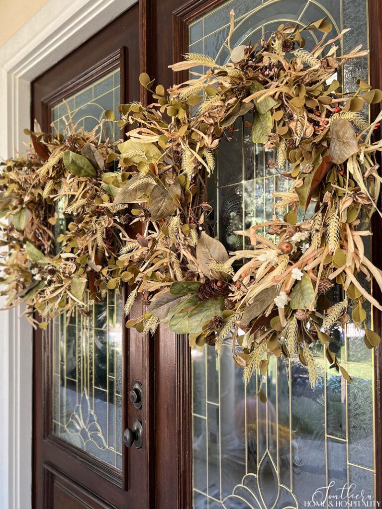 Easy fall door wreaths with grapevine wreaths and floral picks
