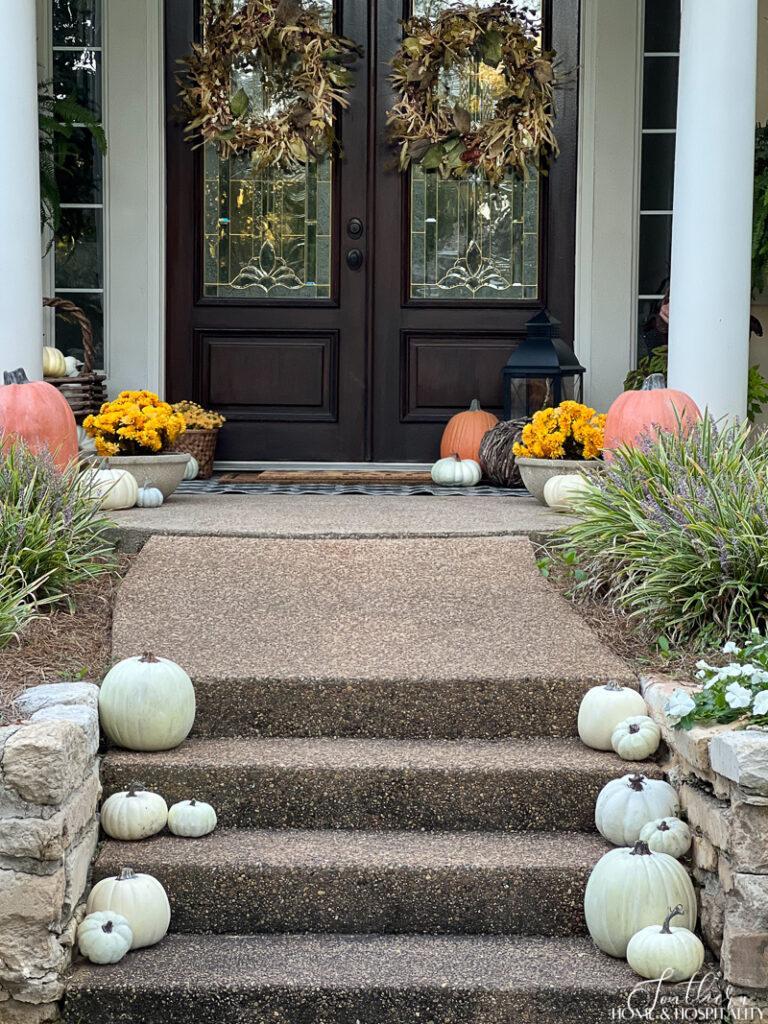 Pumpkins on porch steps