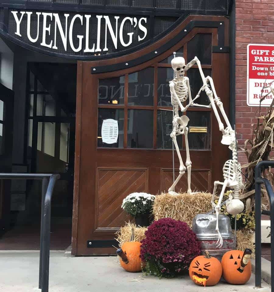 Skeleton keg stand at Yeuling's Brewery