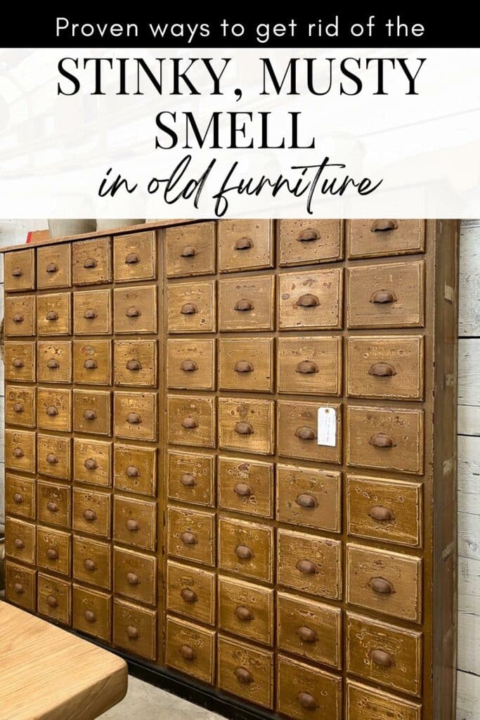 Proven ways to get rid of the stinky, musty smell in old furniture Pinterest graphic