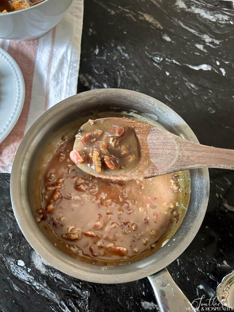 Slightly cooled bourbon praline cream sauce