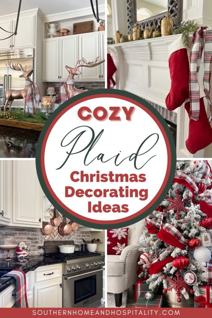Cozy plaid Christmas Decorating Ideas Pinterest graphic
