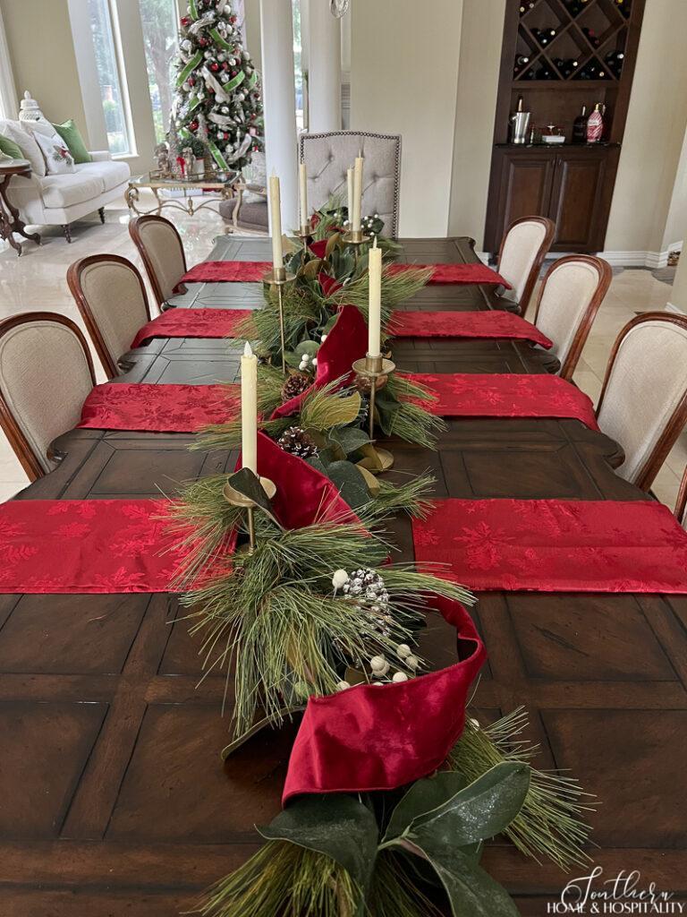 Red Christmas napkins for place setting base