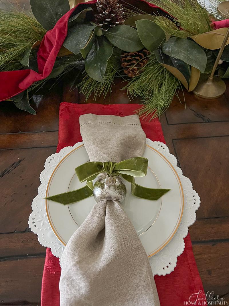 Lush + Luxe Red and Green Christmas Tablescape