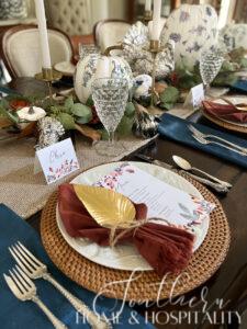 A Beautiful Blue Thanksgiving Tablescape with Free Printables