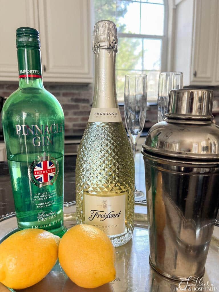 Ingredients for a French 75 drink