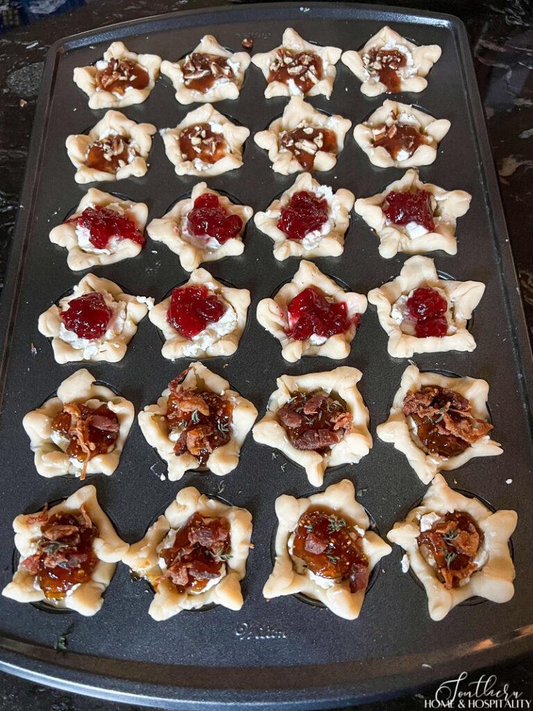 Unbaked mini goat cheese cups