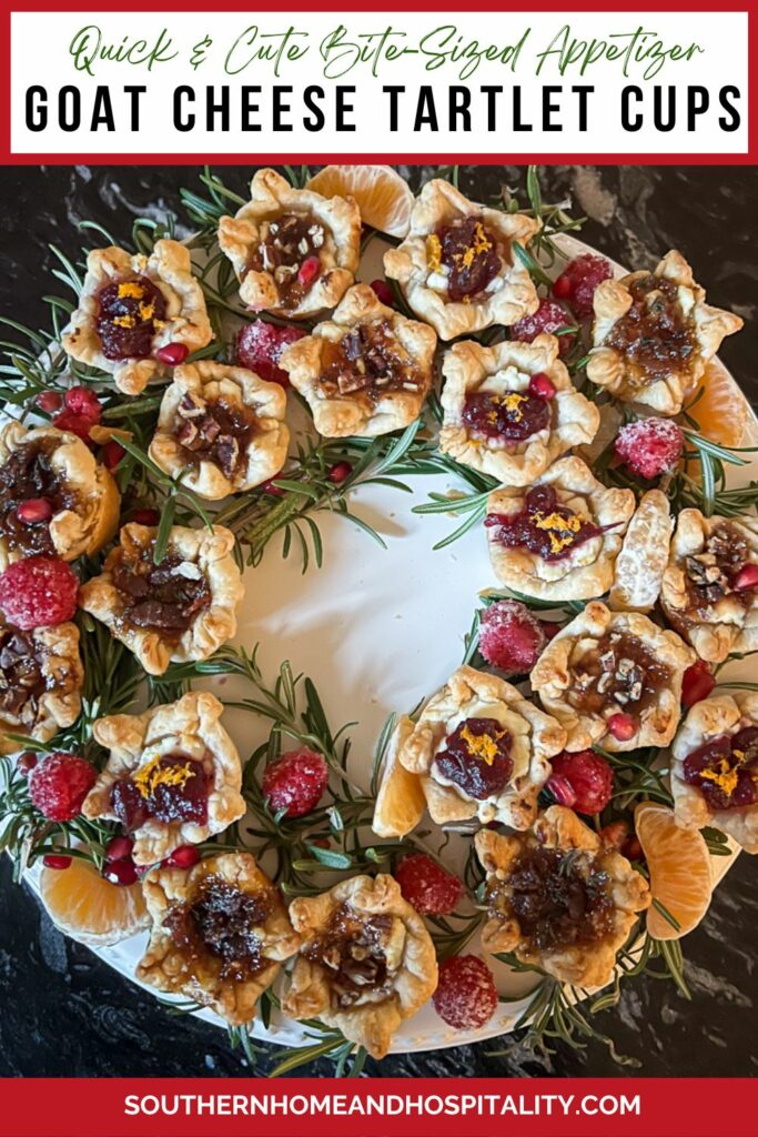 Goat cheese tartlet cups Pinterest graphic
