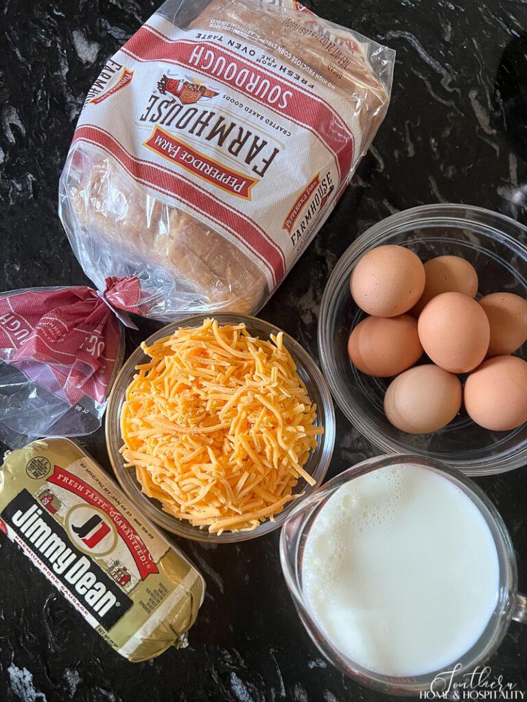 Ingredients for sausage and egg casserole