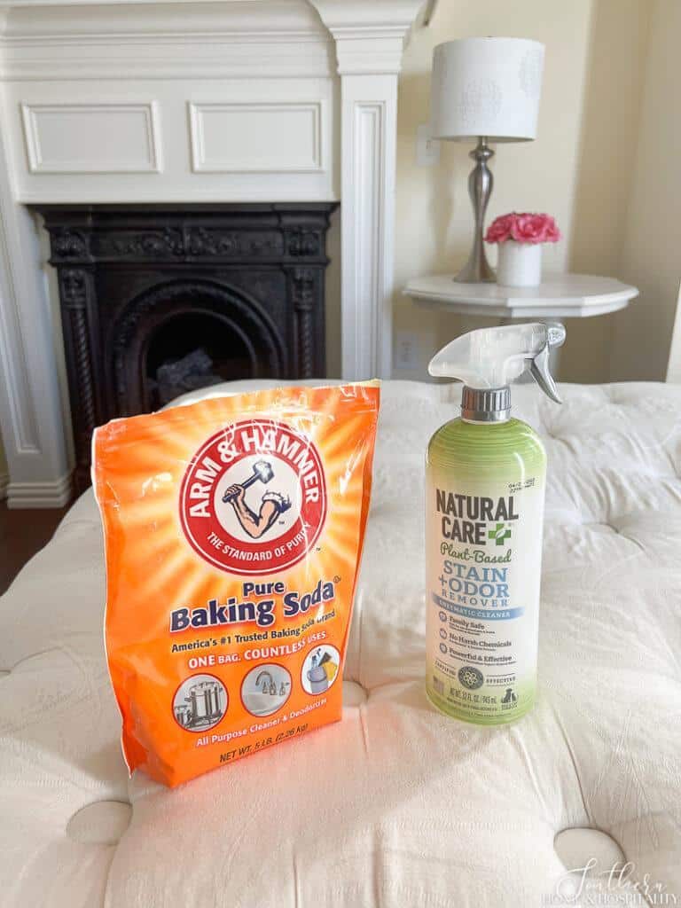 Baking soda and enzymatic cleaner on mattress 