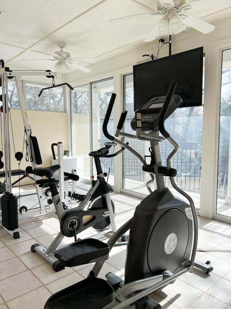 Home gym in sunroom