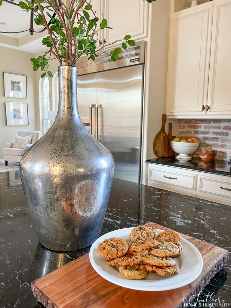 Baked cookies on kitchen counter for open house