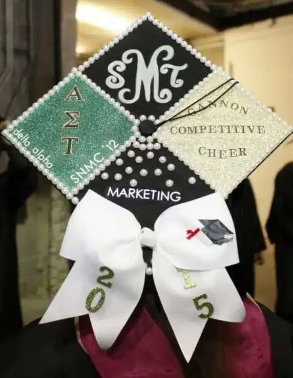 Graduation cap with activities and hobbies