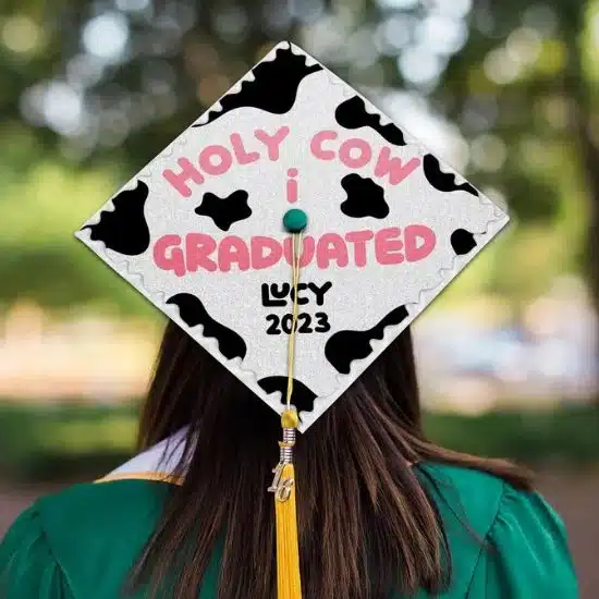 Cow print grad cap