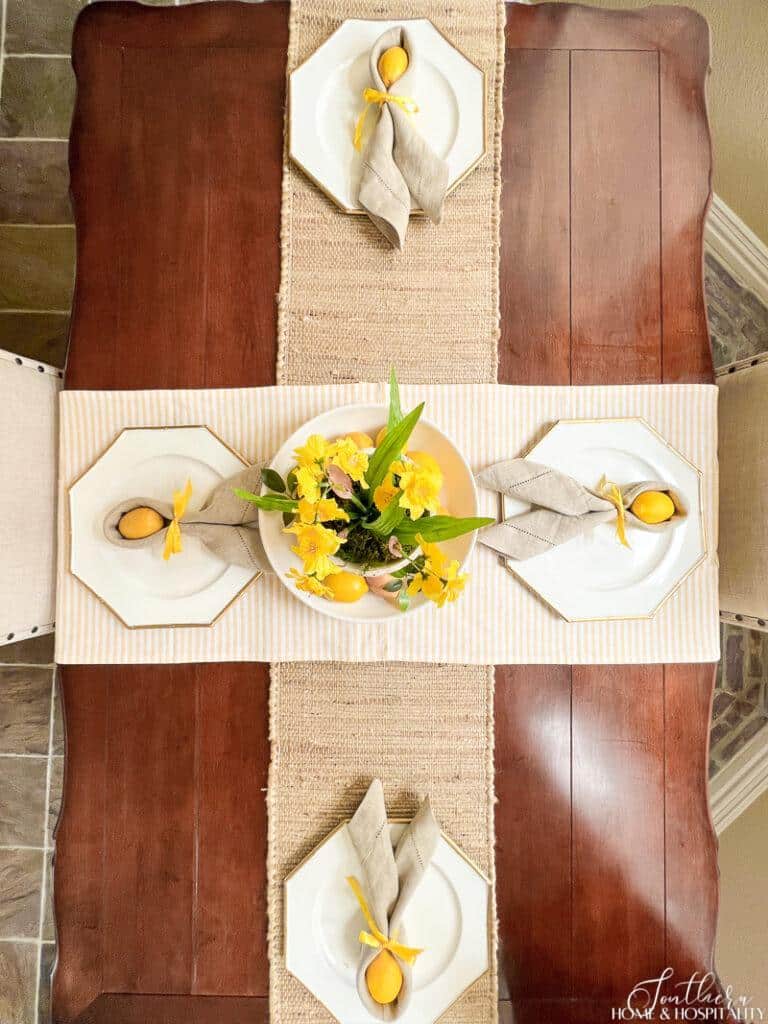 Spring table setting with lemons