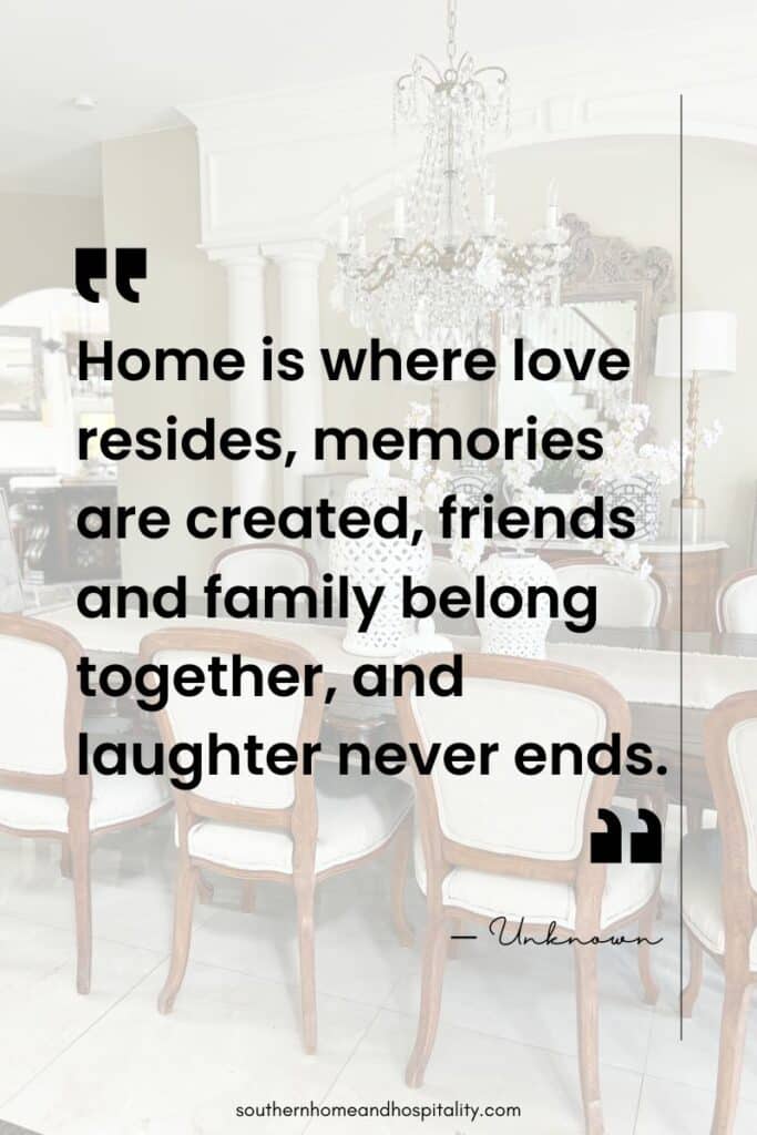 Home is where love resides, memories are created, friends and family belong together, and laughter never ends quote