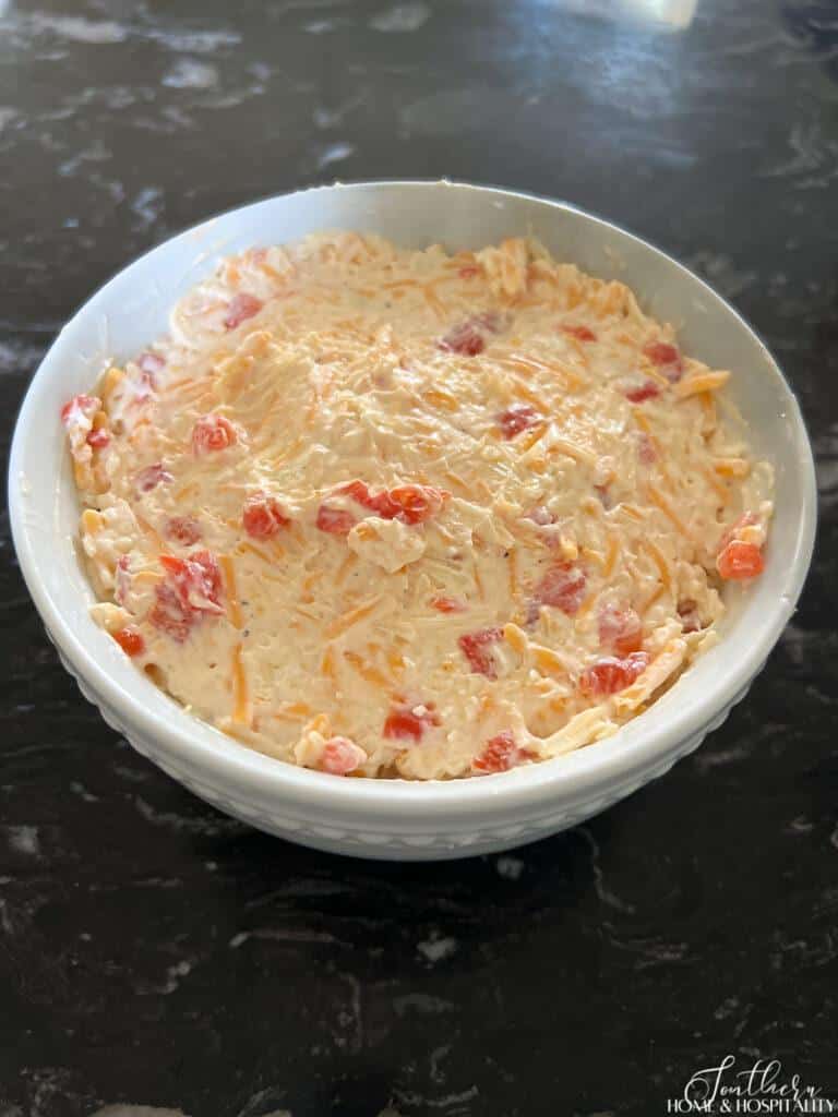 Homemade pimento cheese in a bowl