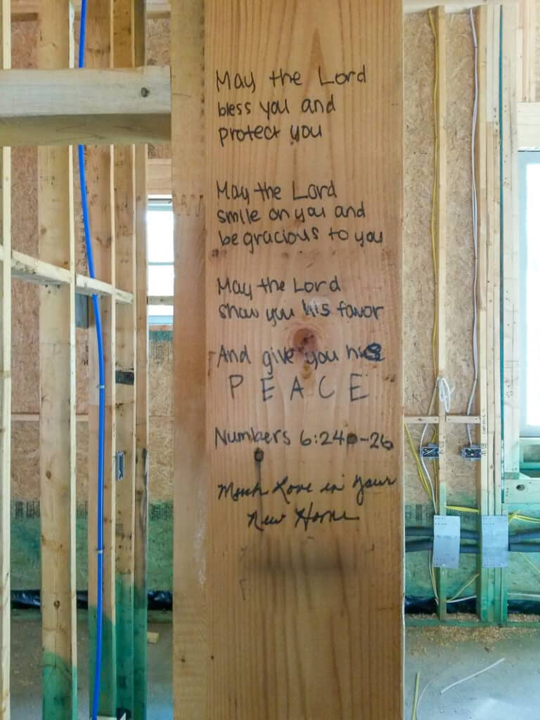 House stud with bible verse