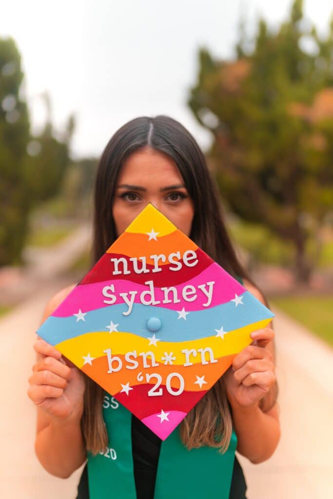 Rainbow grad cap for nurse