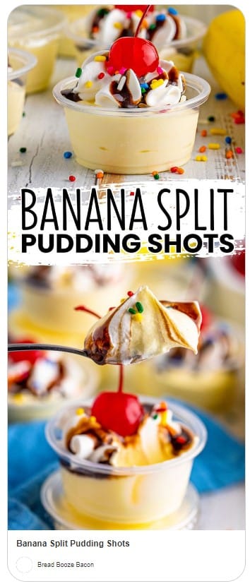 Banana split pudding shots