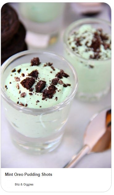 Chocolate mint pudding shots