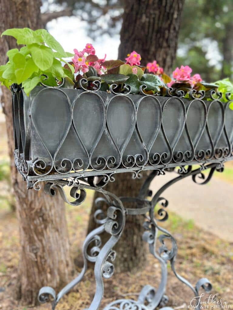Metal window box planter with zinc finish