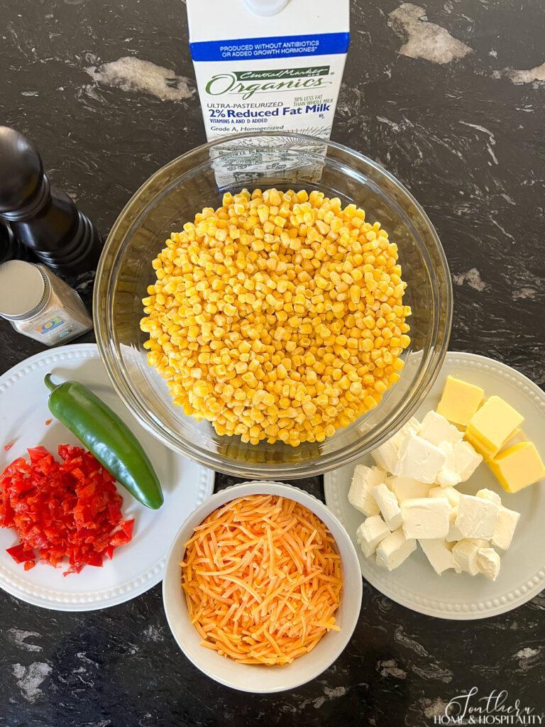 Ingredients for jalapeno corn casserole