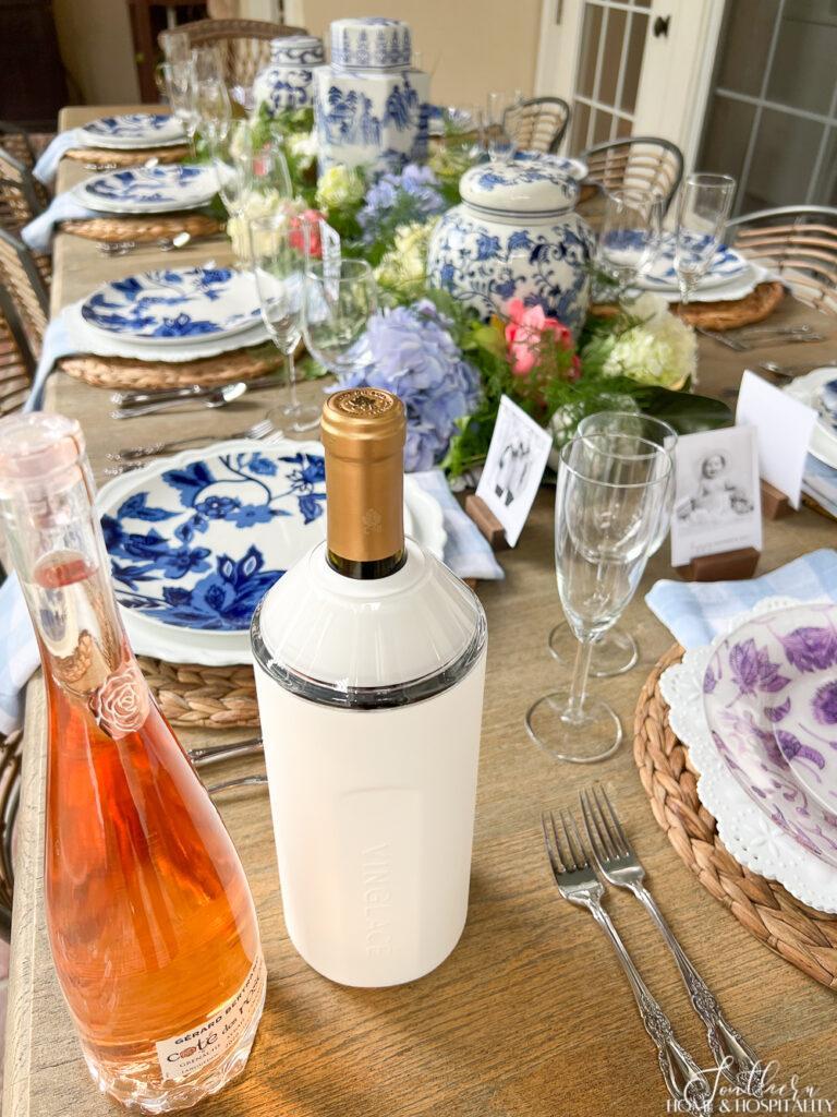 White Vinglace wine chiller on Mothers Day tablescape