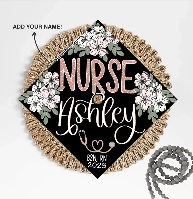 Customizable nursing grad cap topper