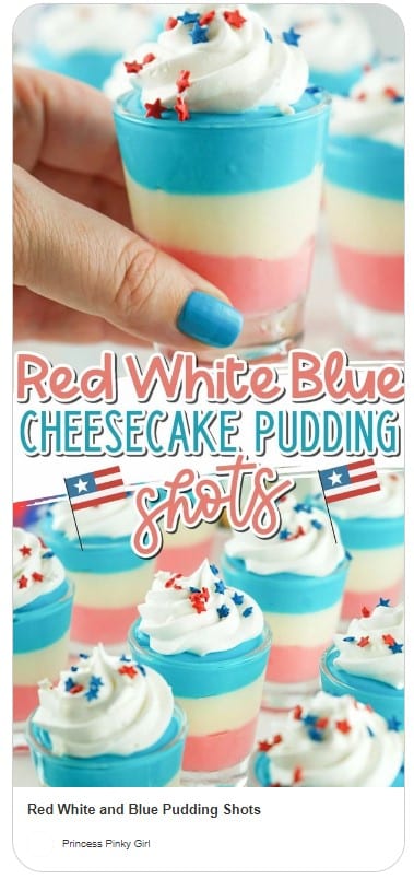 Red white and blue pudding shots