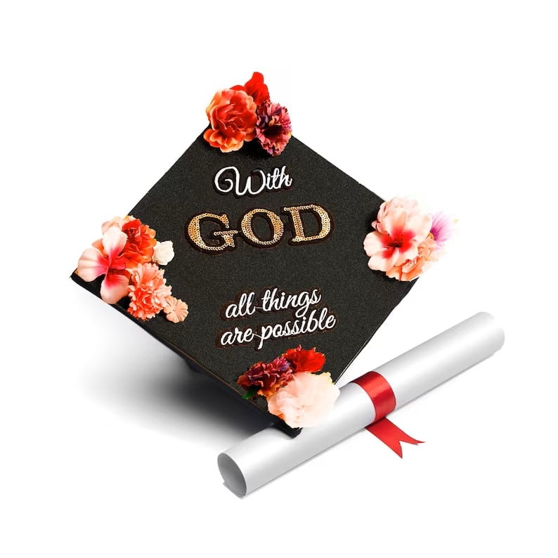 With God All Things are Possible - Handmade Graduation Cap Topper