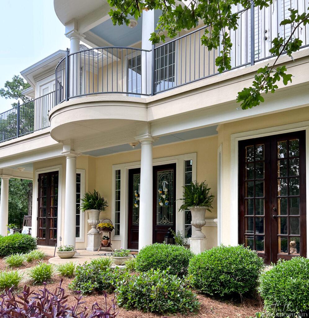 Southern porch with columns and French doors