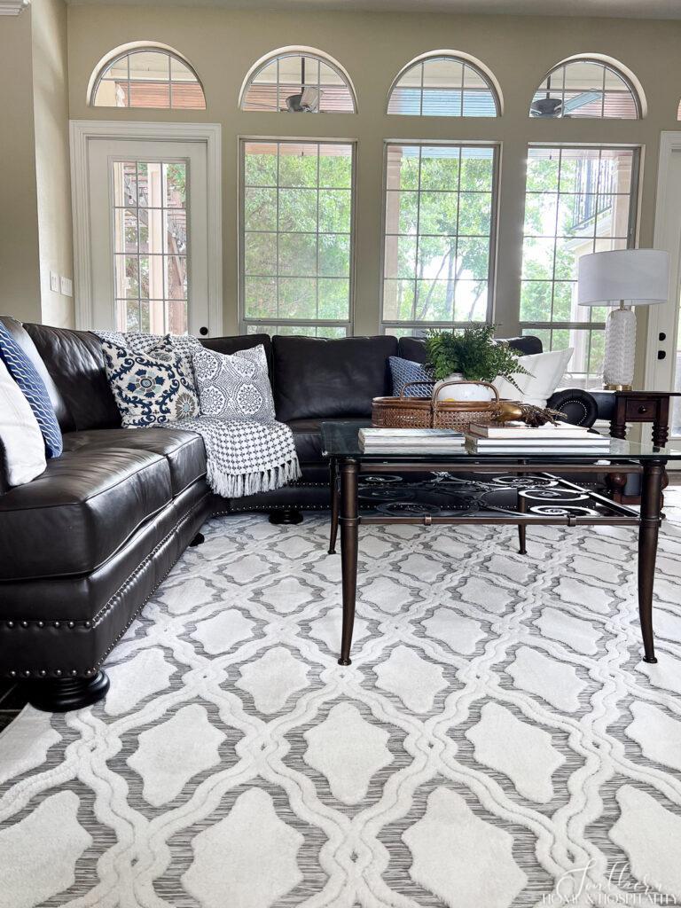 My Texas House Cotton Blossom rug in family room