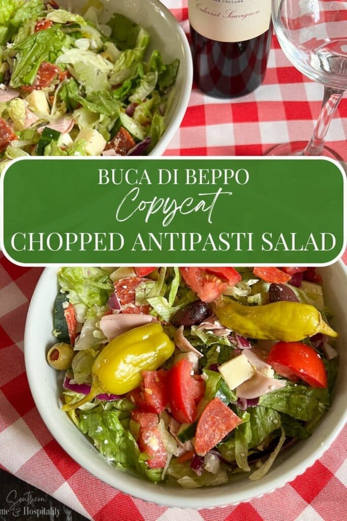 Buca di Beppo copycat chopped antipasti salad Pinterest graphic