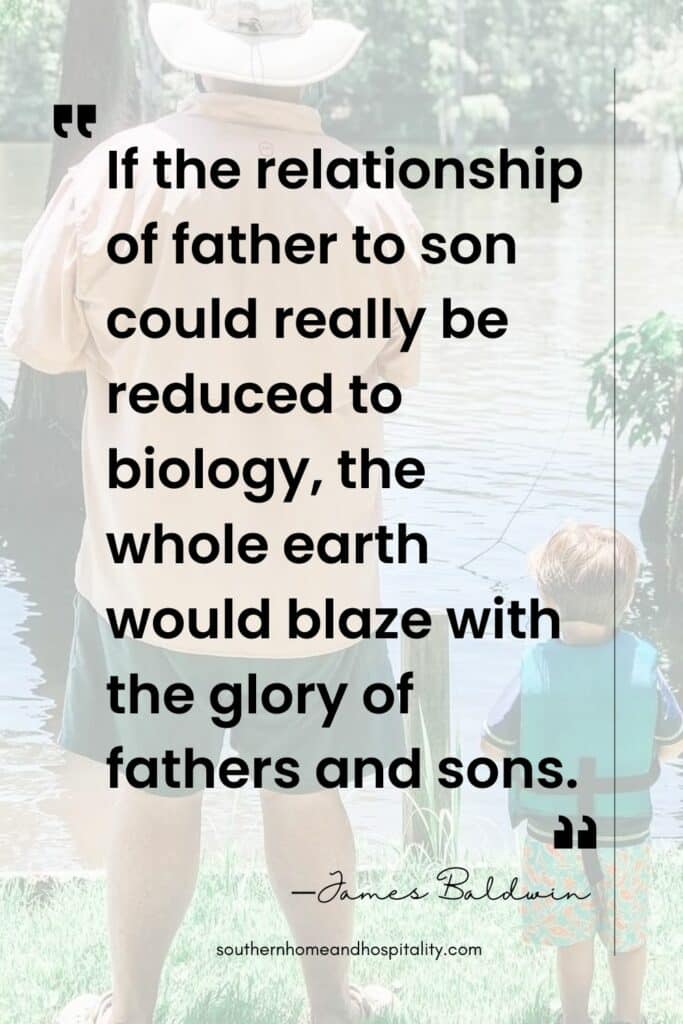 If the relationship of father to son could really be reduced to biolory, the whole earth would blaze with the glory of fathers and sons. James Baldwin quote