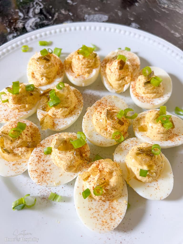 Southern deviled eggs with pickle relish