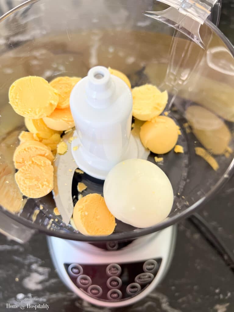 Egg yolks in food processor