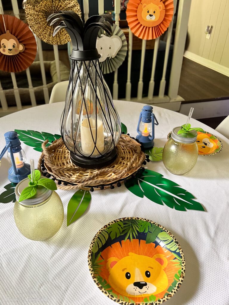 Jungle cruise dinner decorations for kids table